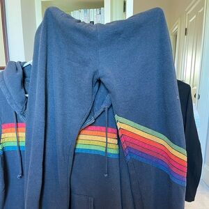 Navy blue rainbow Aviator nation set. Medium top, small bottoms. Rarely worn